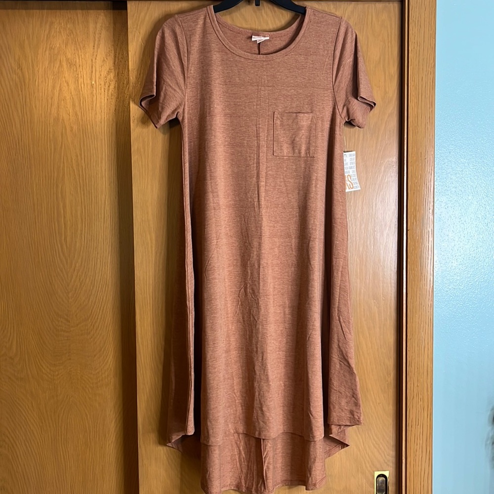 Lularoe peachish color Carly style dress, size extra small